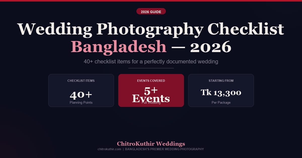 Wedding Photography Checklist Bangladesh: 2026 Complete Planning Guide